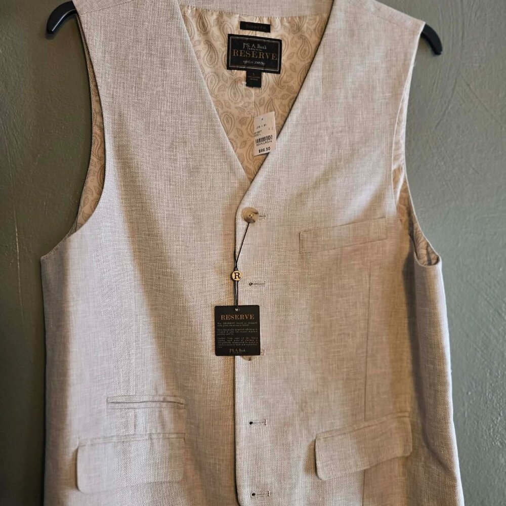 Jos. A. Bank Reserve1905 Men’s Cream Vest Tailored Fit Large | NWT $99 Retail